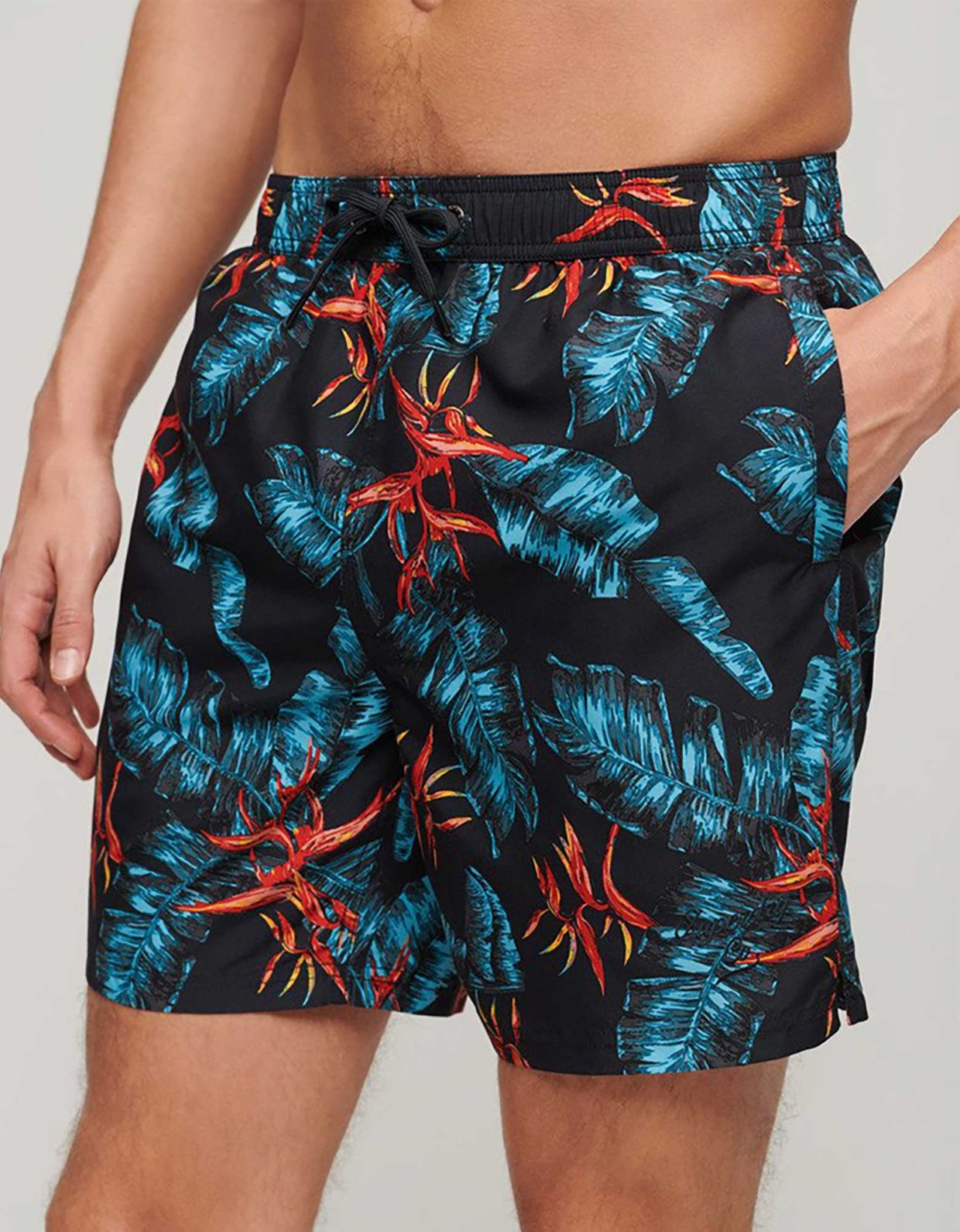 Superdry Hawaiian print swim short dark navy fire