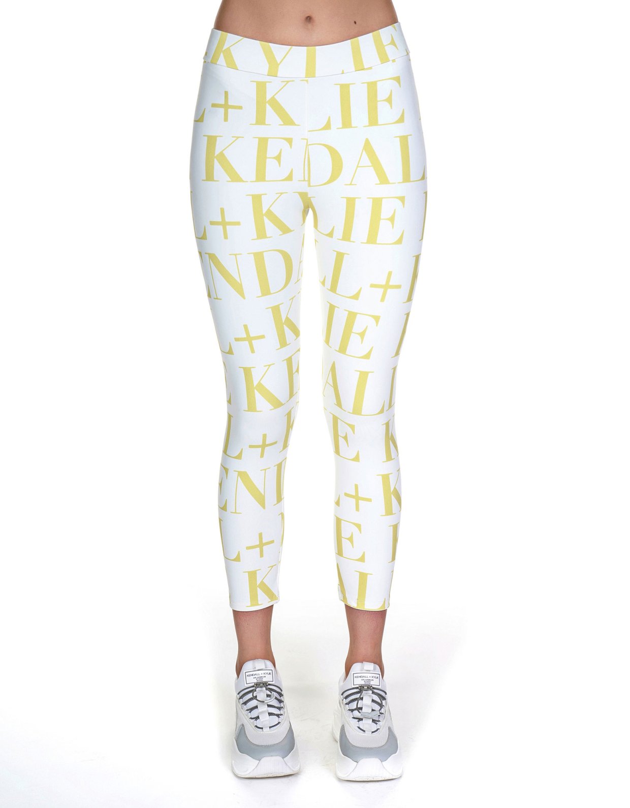Kendall + Kylie Logo print leggings white/lime
