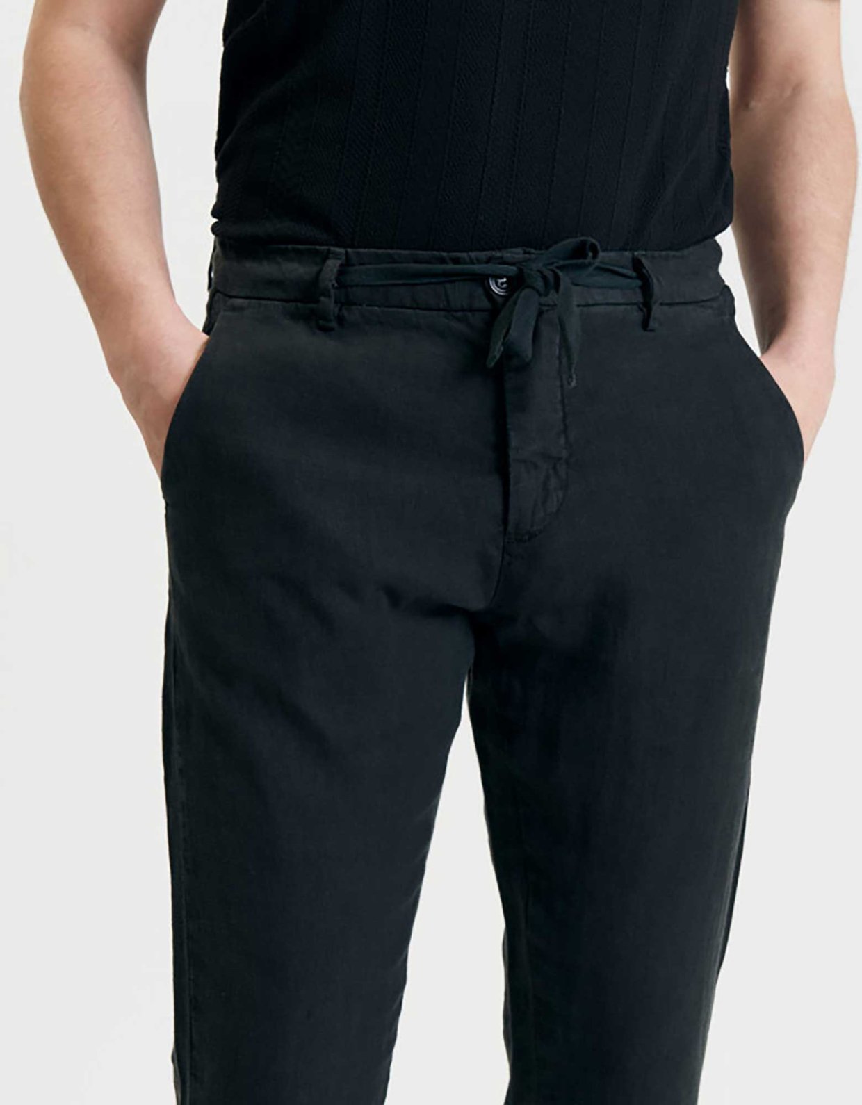 Gianni Lupo Michigan linen trouser with drawstring black