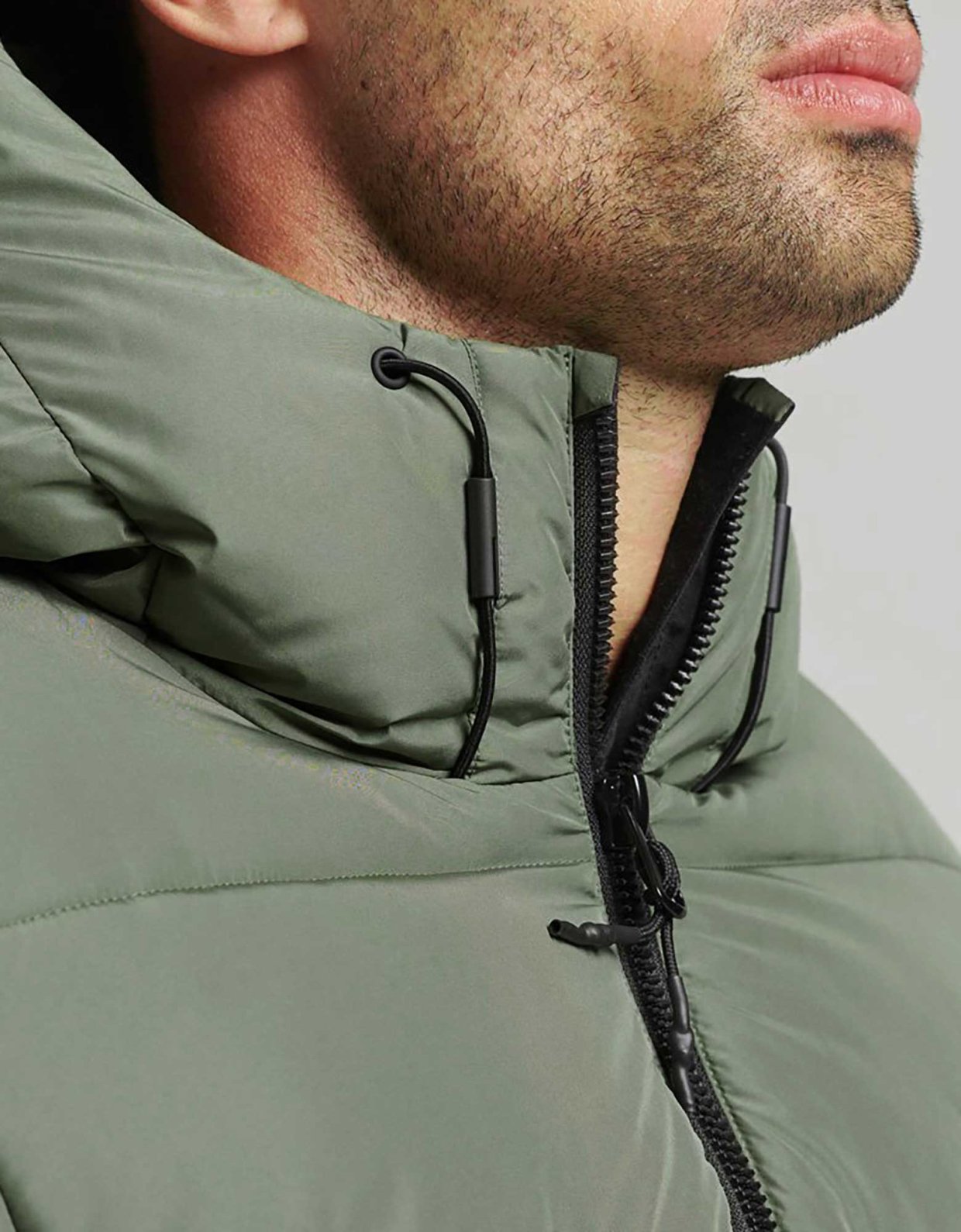 Superdry Hooded spirit sports puffer jacket dusty olive green