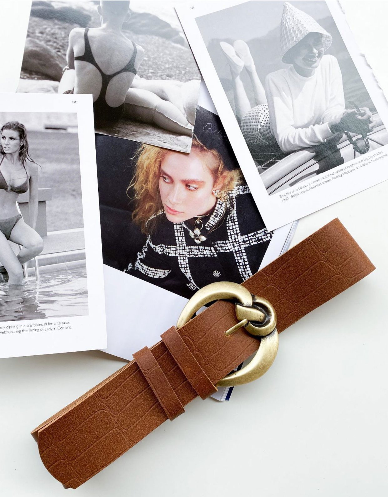 Individual Art Leather Modern woman belt croco taba