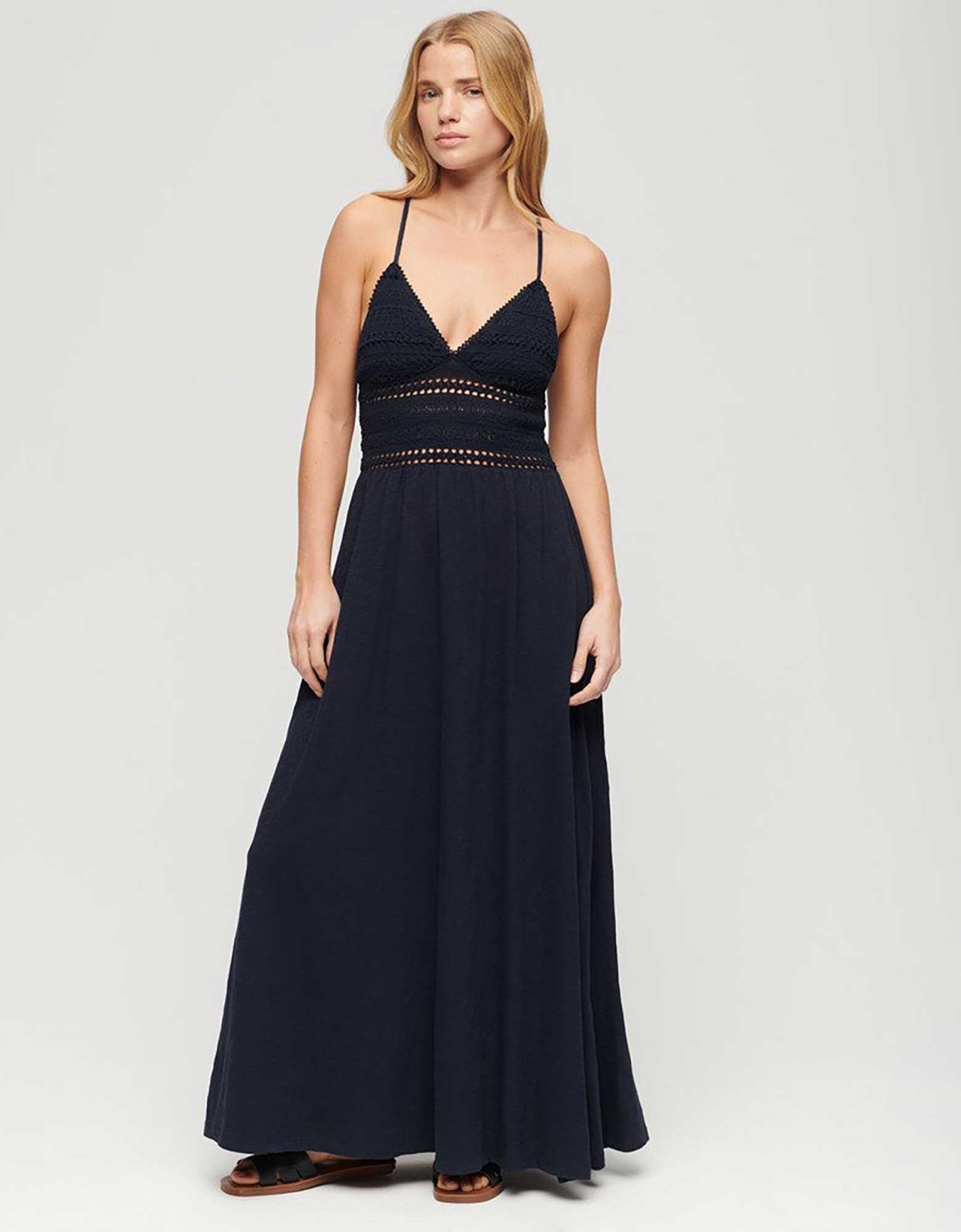 Superdry Jersey lace maxi dress eclipse navy