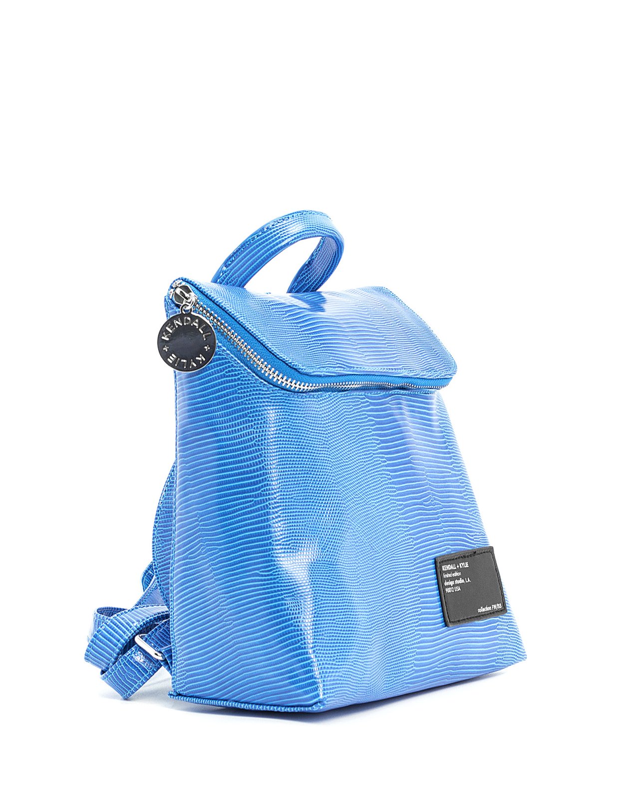 Kendall + Kylie Nina medium backpack blue lizard