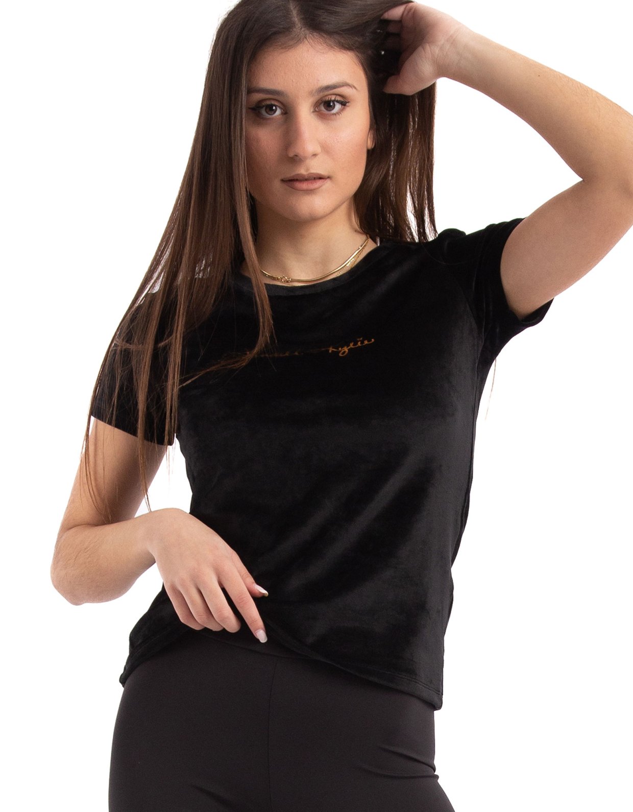 Kendall + Kylie Velvet basic t-shirt black