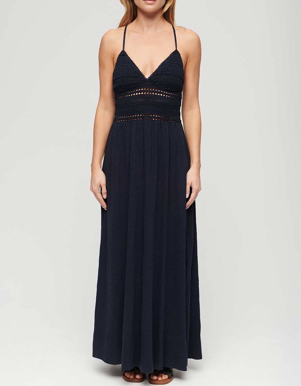 Superdry Jersey lace maxi dress eclipse navy