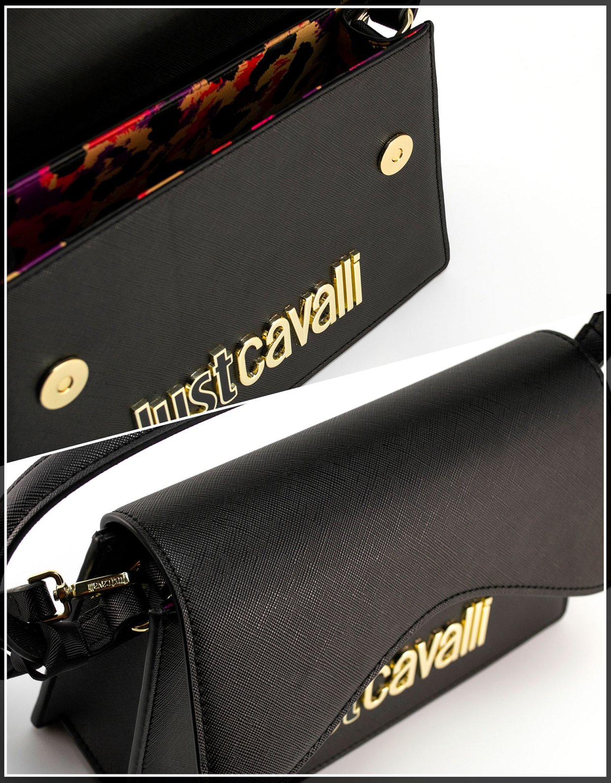 Just Cavalli Range metal lettering bag black