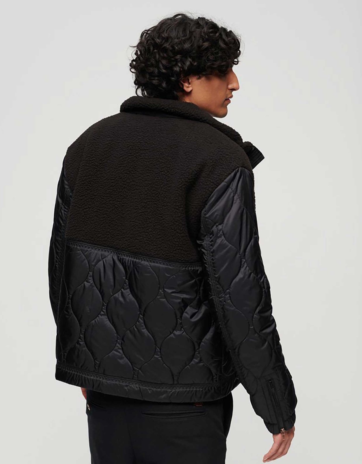 Superdry Sherpa quilted hybrid jacket jet black