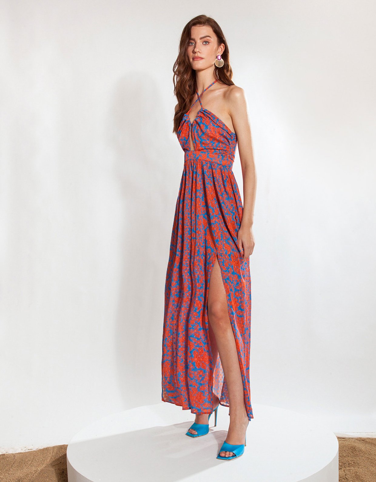 Mallory the label Onofria terracotta & blue dress