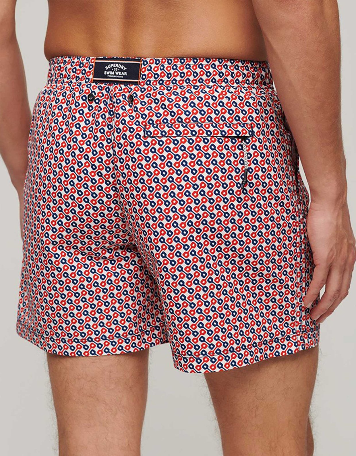 Superdry Stud printed swim short tricolour geo print