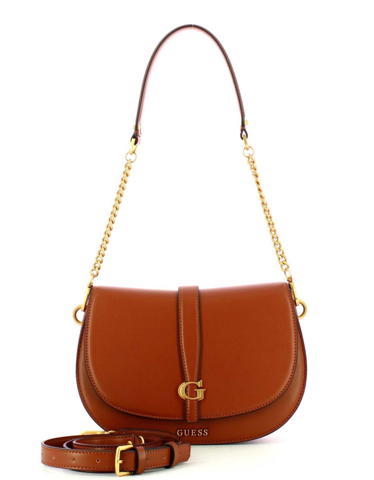 Guess Kuba flap bag cognac