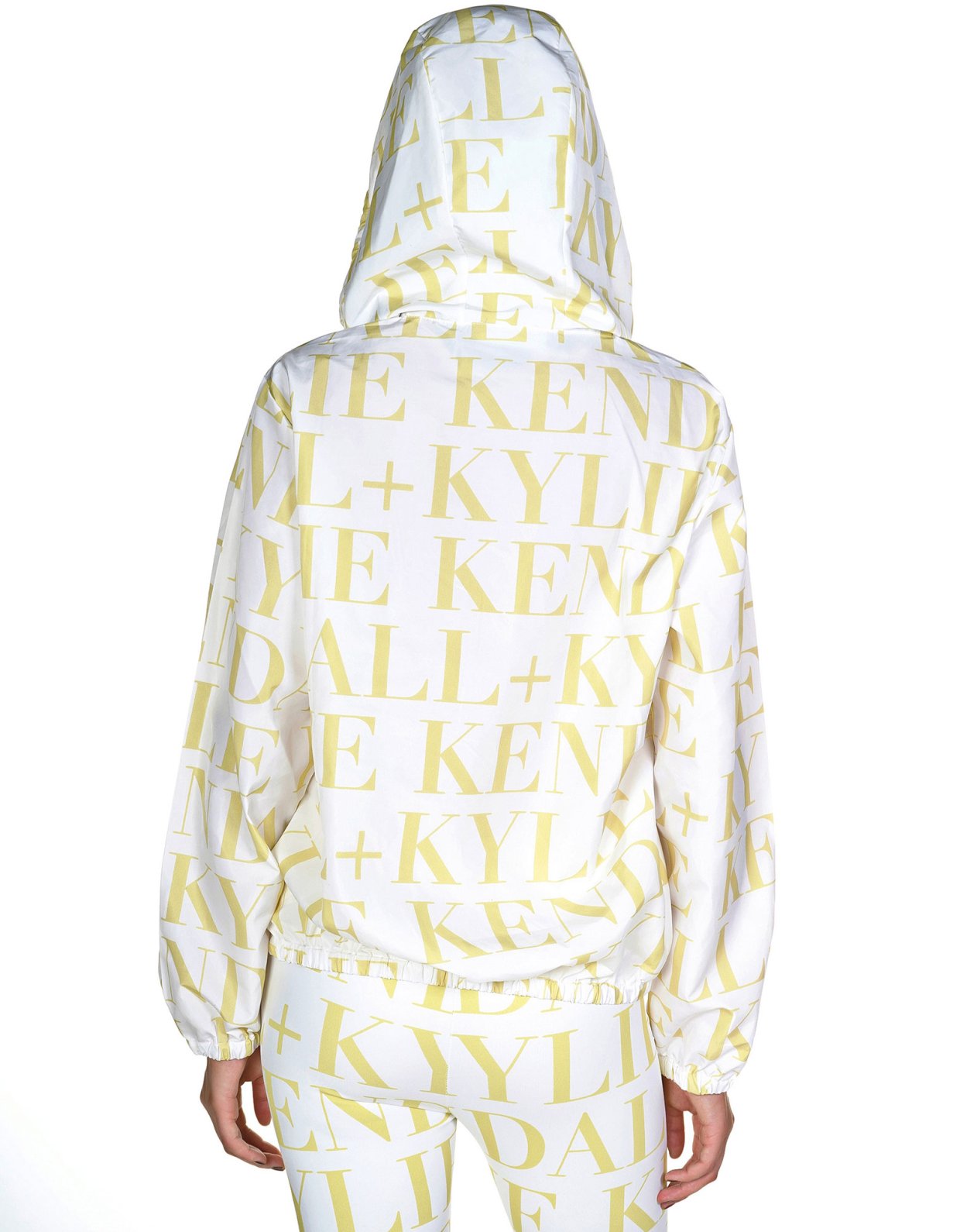 Kendall + Kylie Logo print bomber windbreaker white/lime