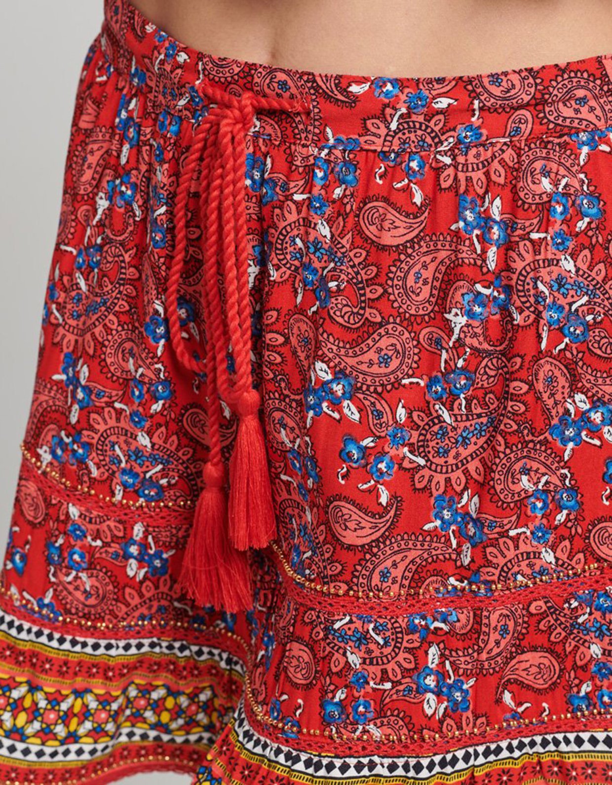 Superdry Ovin vintage embellished mini skirt paisley red