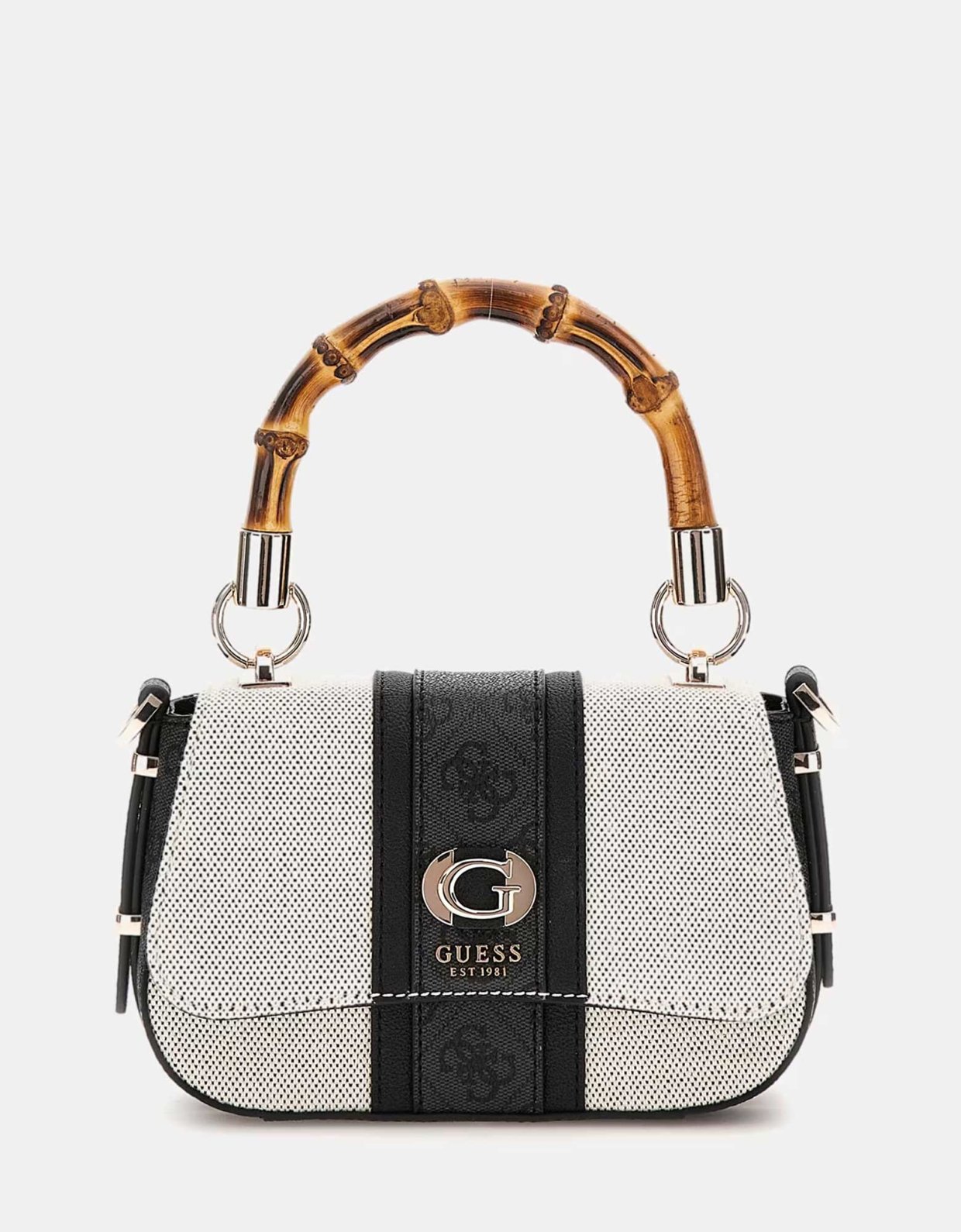 Guess Kerima bamboo mini bag natural coal logo