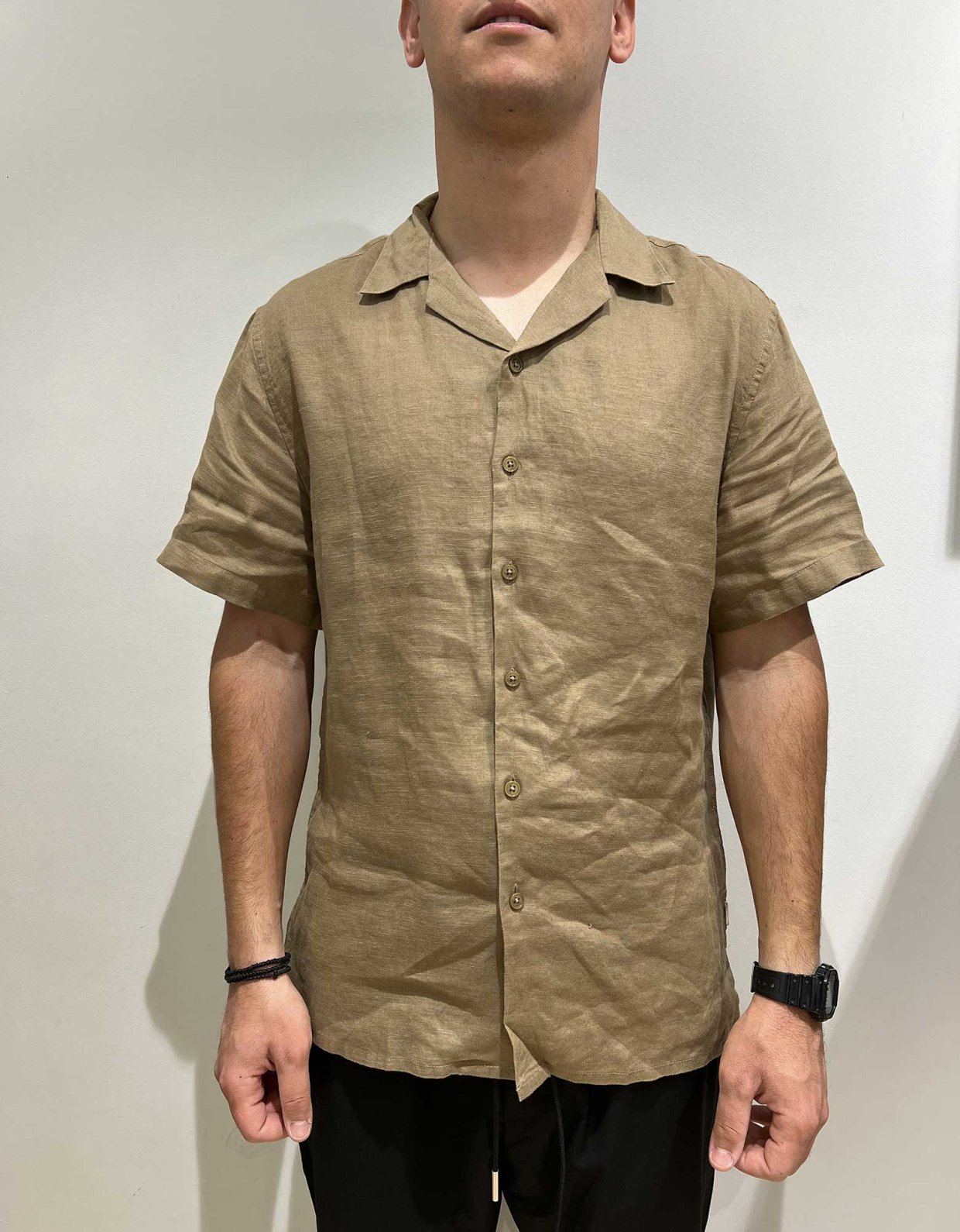 Gianni Lupo Linen short sleeve shirt camel