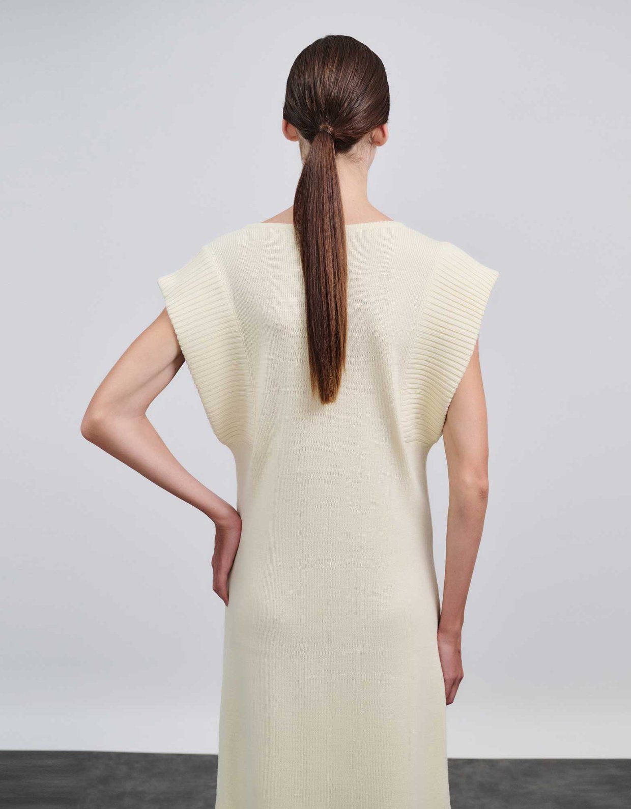 Combos Knitwear Φόρεμα μάξι με ριμπ ώμους ecru