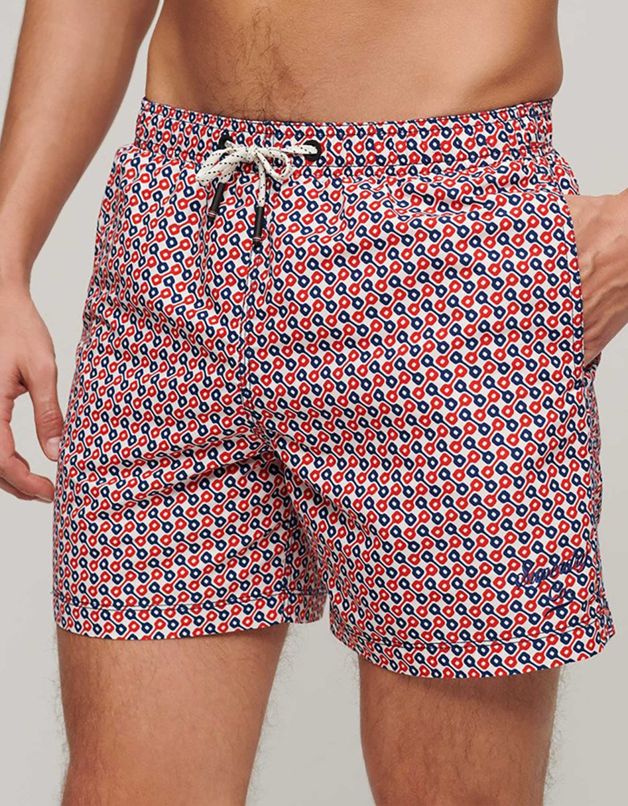 Superdry Stud printed swim short tricolour geo print