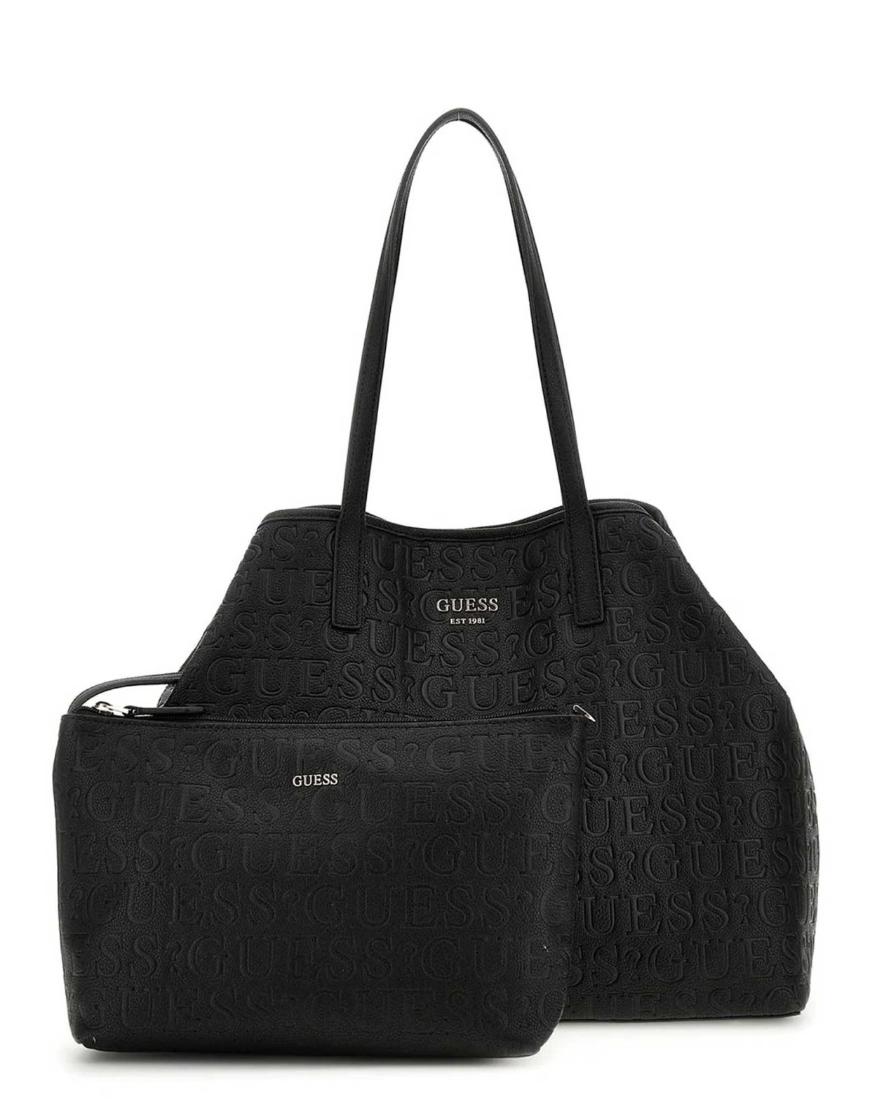 Guess Vikky II large tote bag relief logo black