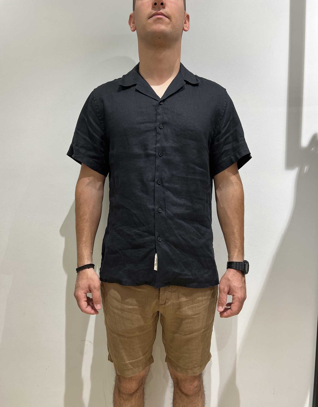 Gianni Lupo Linen short sleeve shirt black