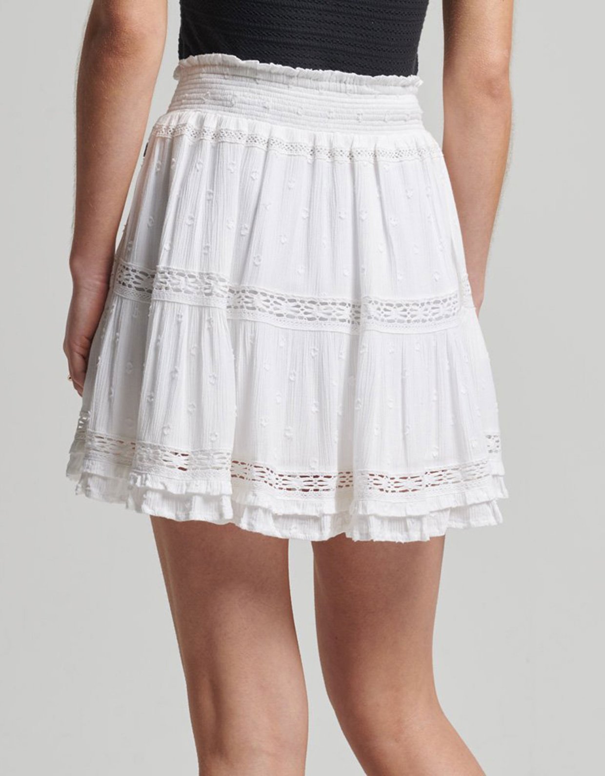 Superdry Vintage lace mini skirt brilliant white
