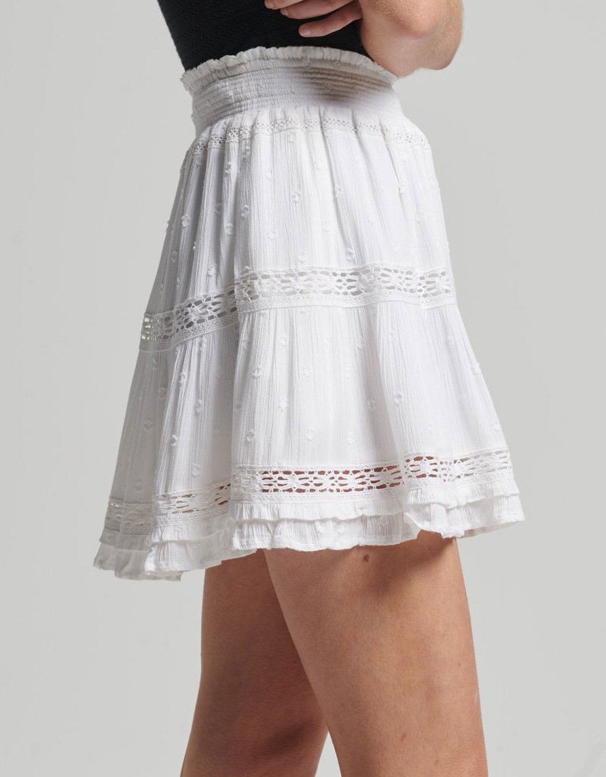 Superdry Vintage lace mini skirt brilliant white