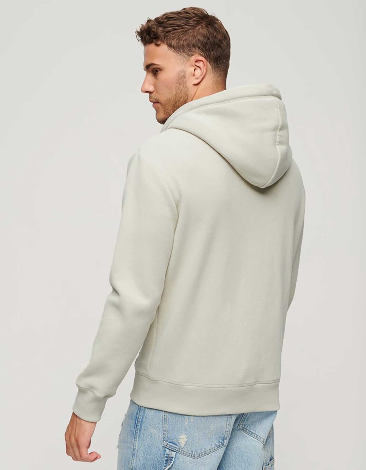 Superdry Essential logo zip hoodie light stone beige