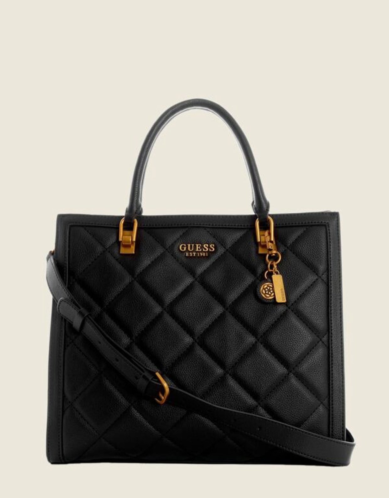 Guess Abey elite tote quilted bag black