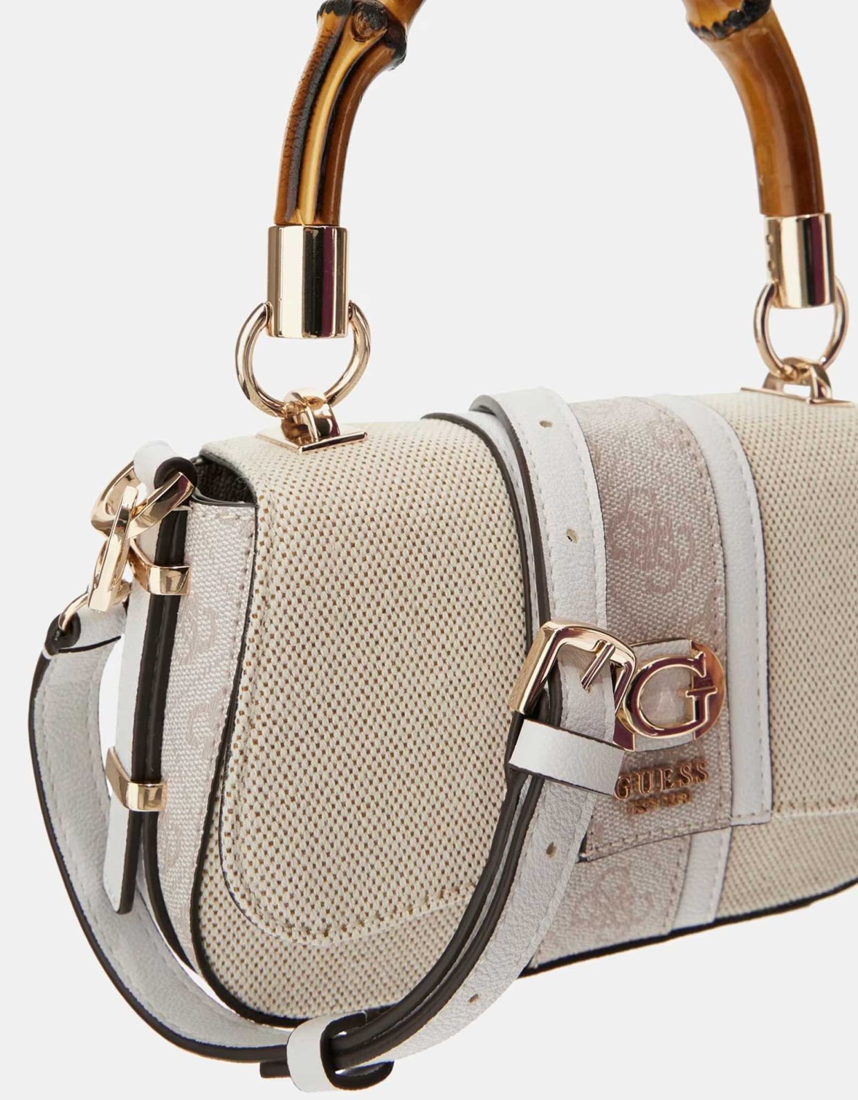 Guess Kerima bamboo mini bag natural dove logo