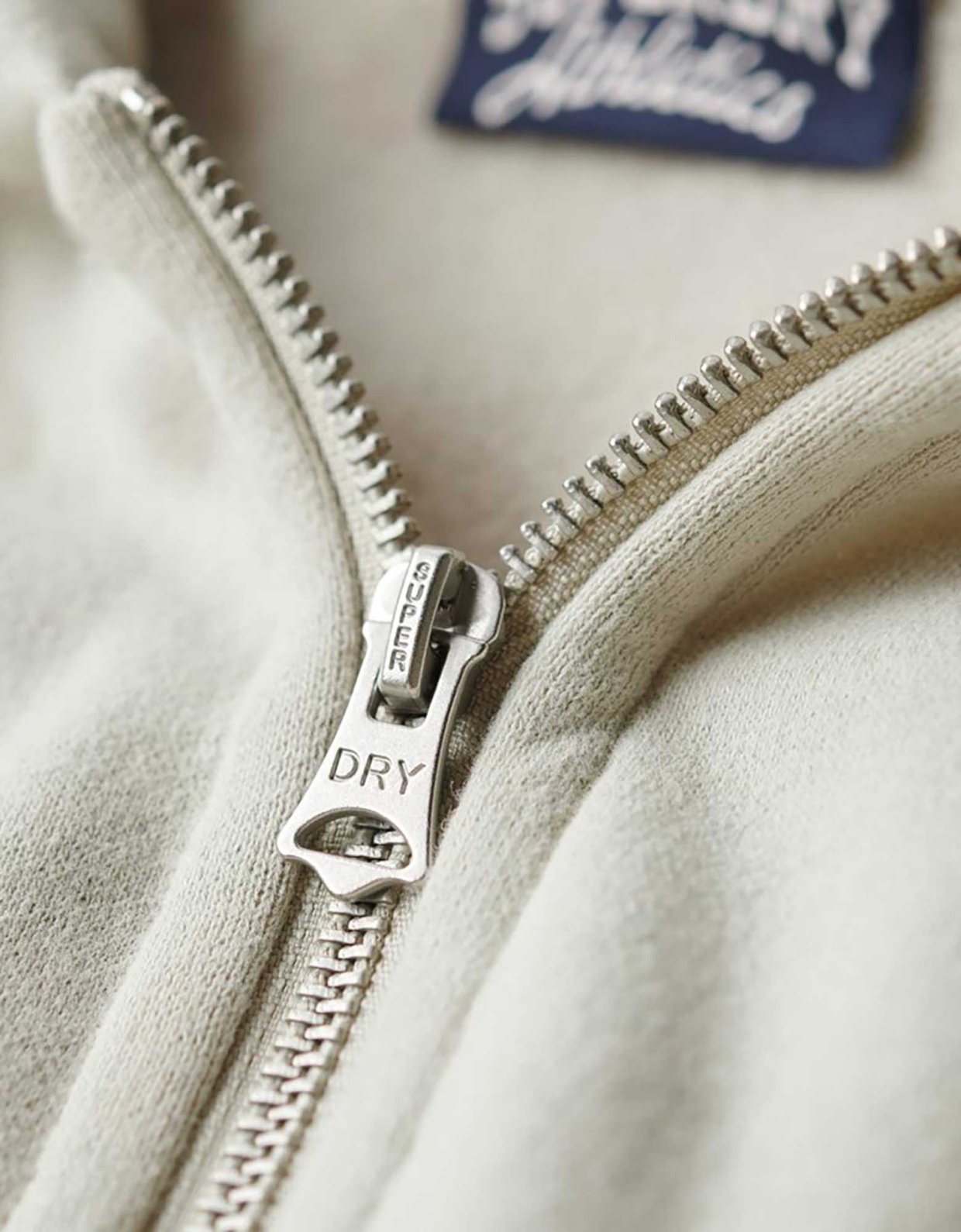 Superdry Essential logo zip hoodie light stone beige
