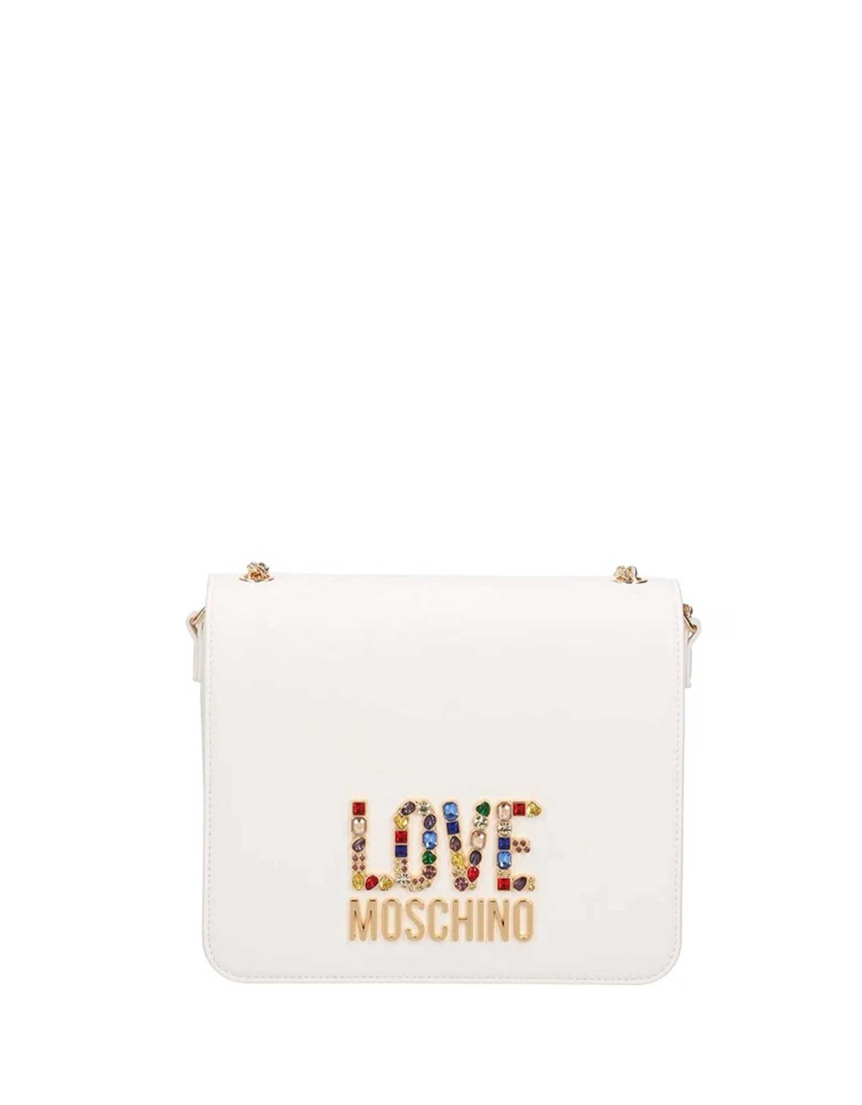 Love Moschino Rhinestone shoulder bag white