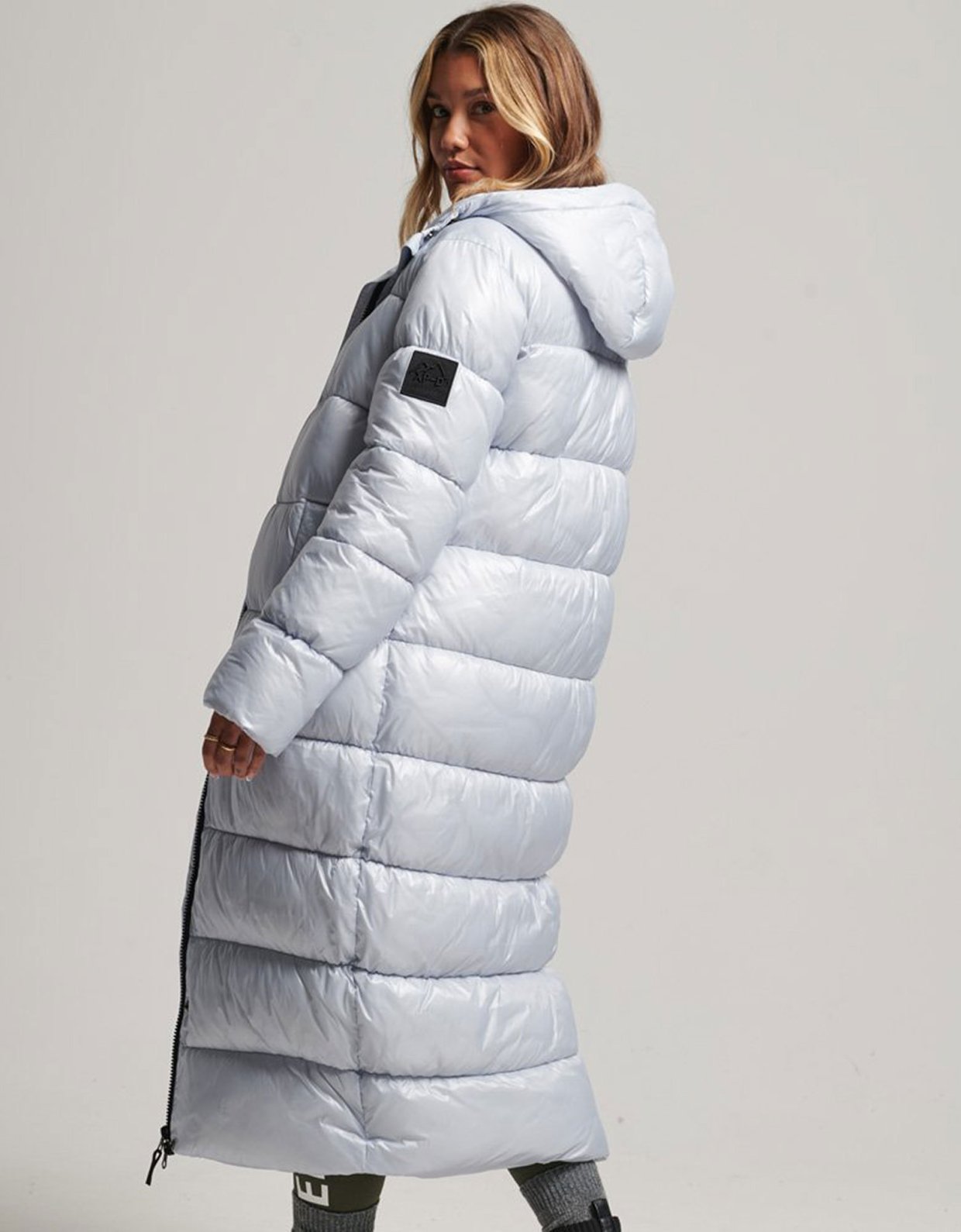 Superdry Code XPD longline puffer jacket ice blue