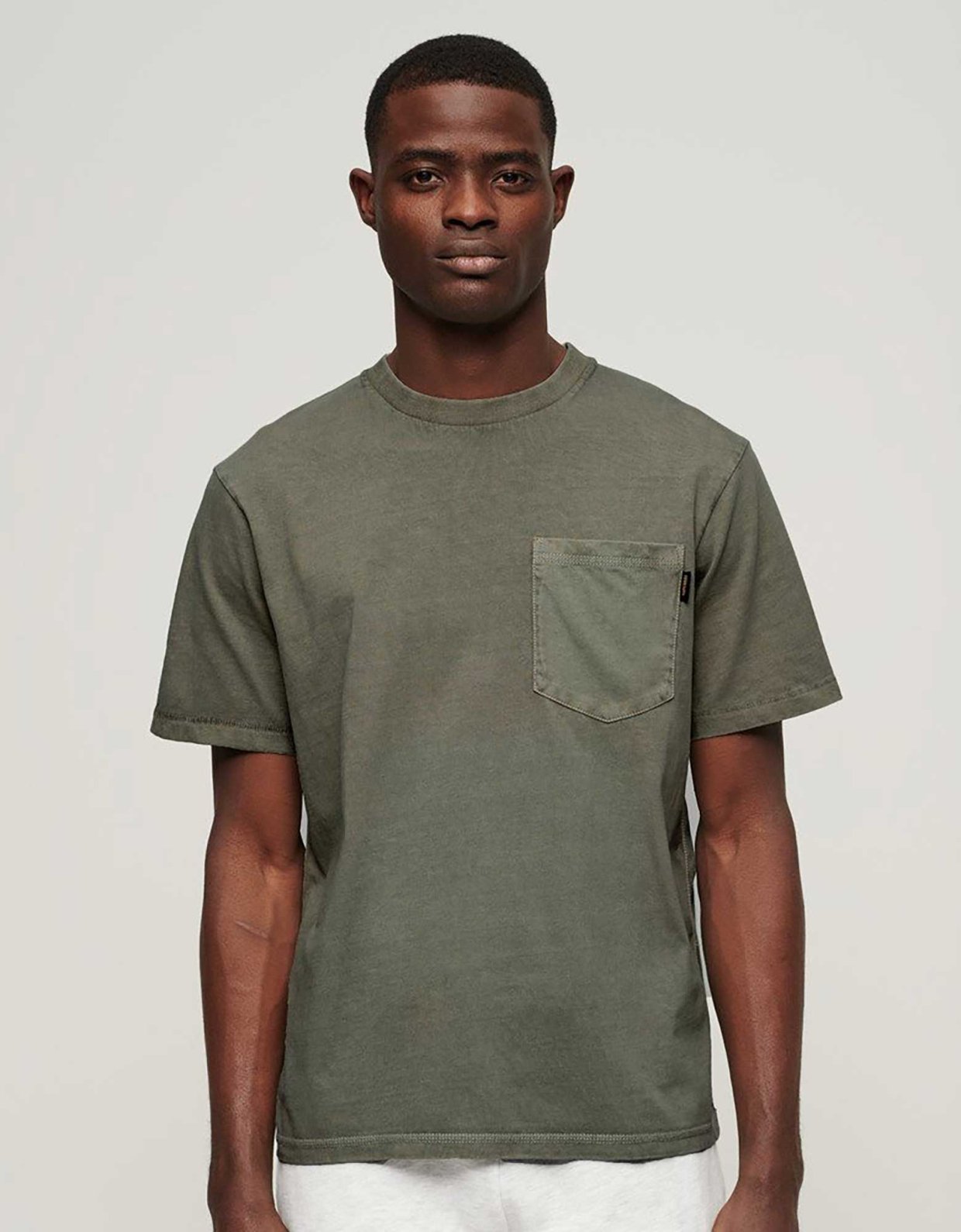 Superdry Contrast stitch pocket t-shirt washed grey