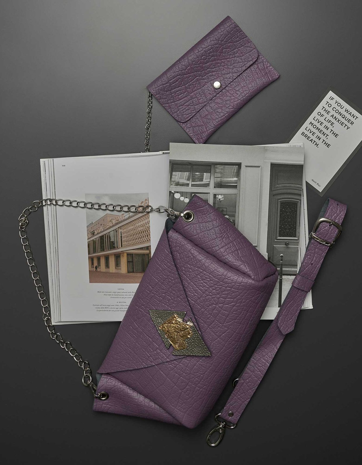 Individual Art Leather Diamonds and rust bag purple