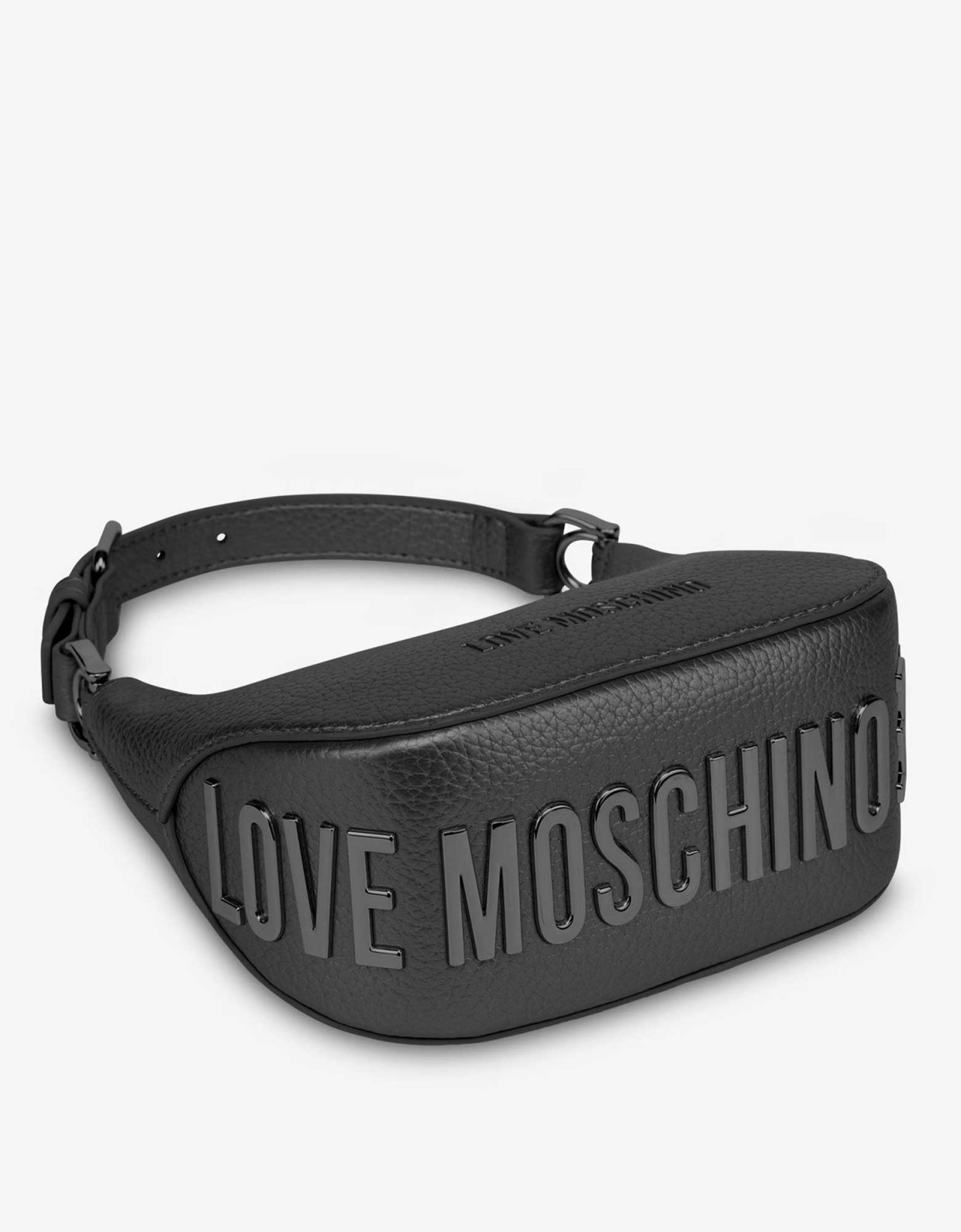 Love Moschino Giant logo small hobo bag metallic black