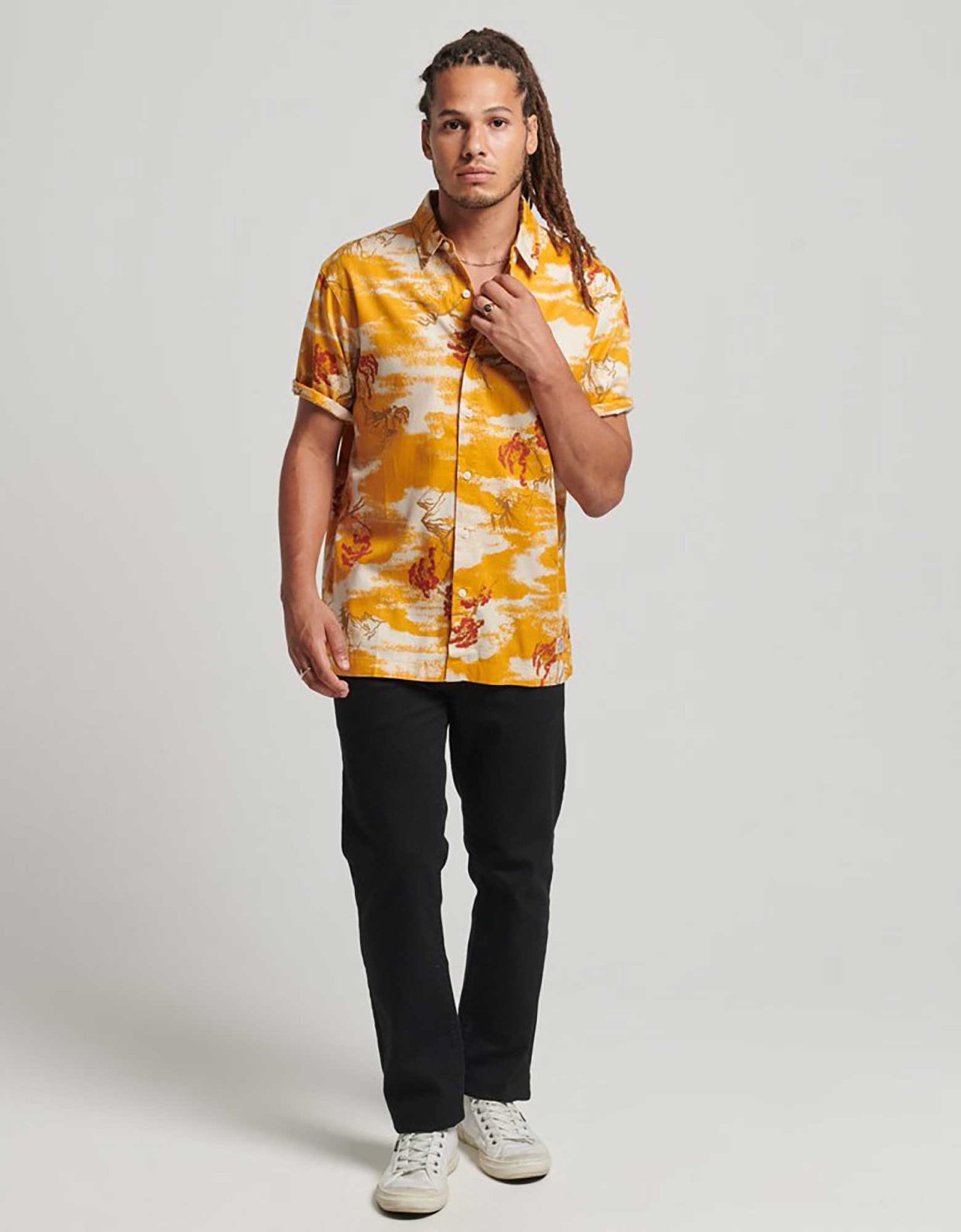 Superdry Vintage Hawaiian s/s shirt yellow clouds