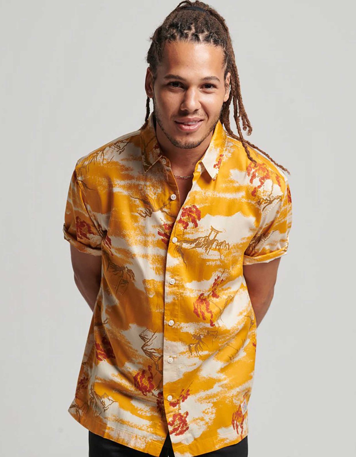 Superdry Vintage Hawaiian s/s shirt yellow clouds