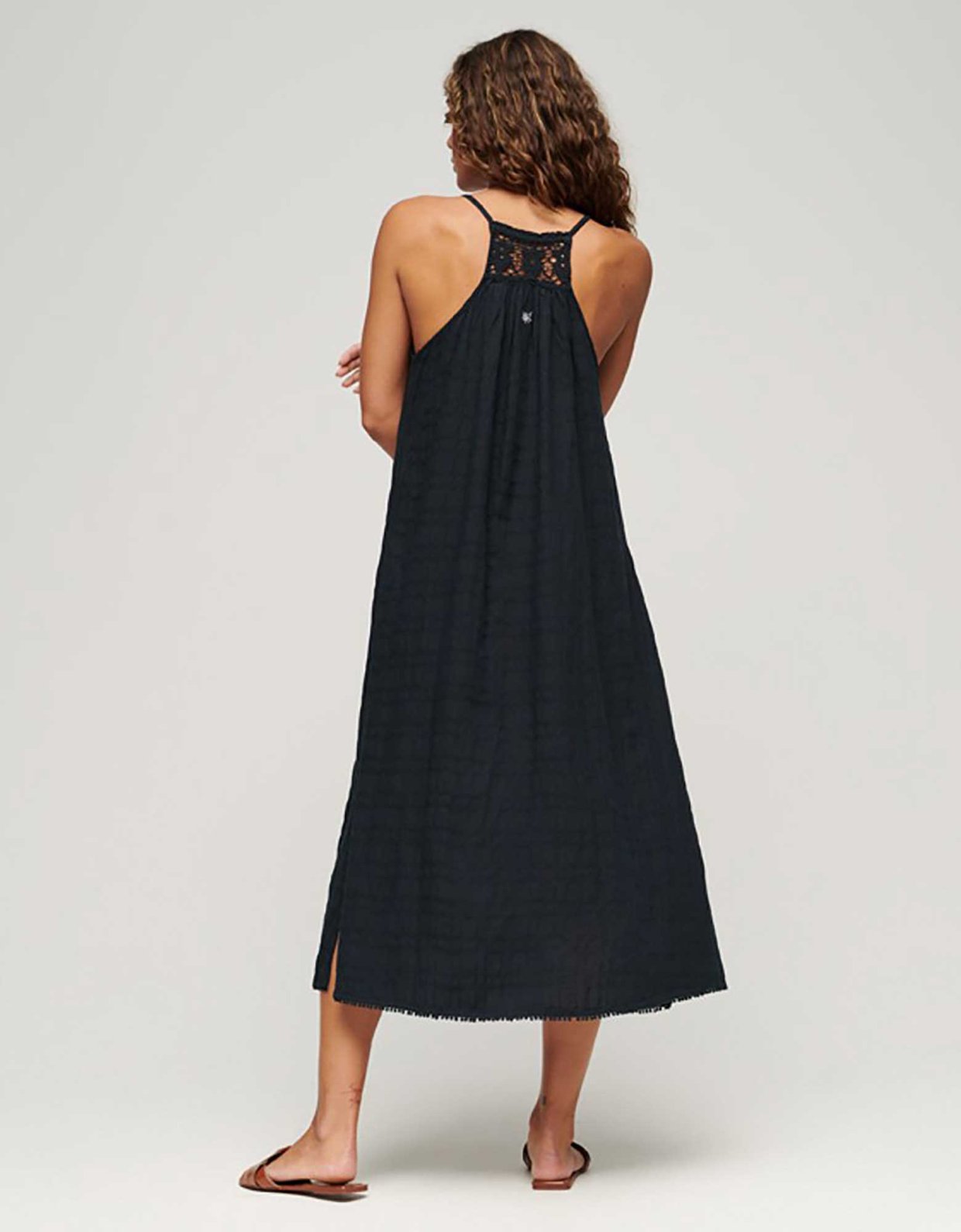 Superdry Ovin vintage long halter cami dress eclipse navy