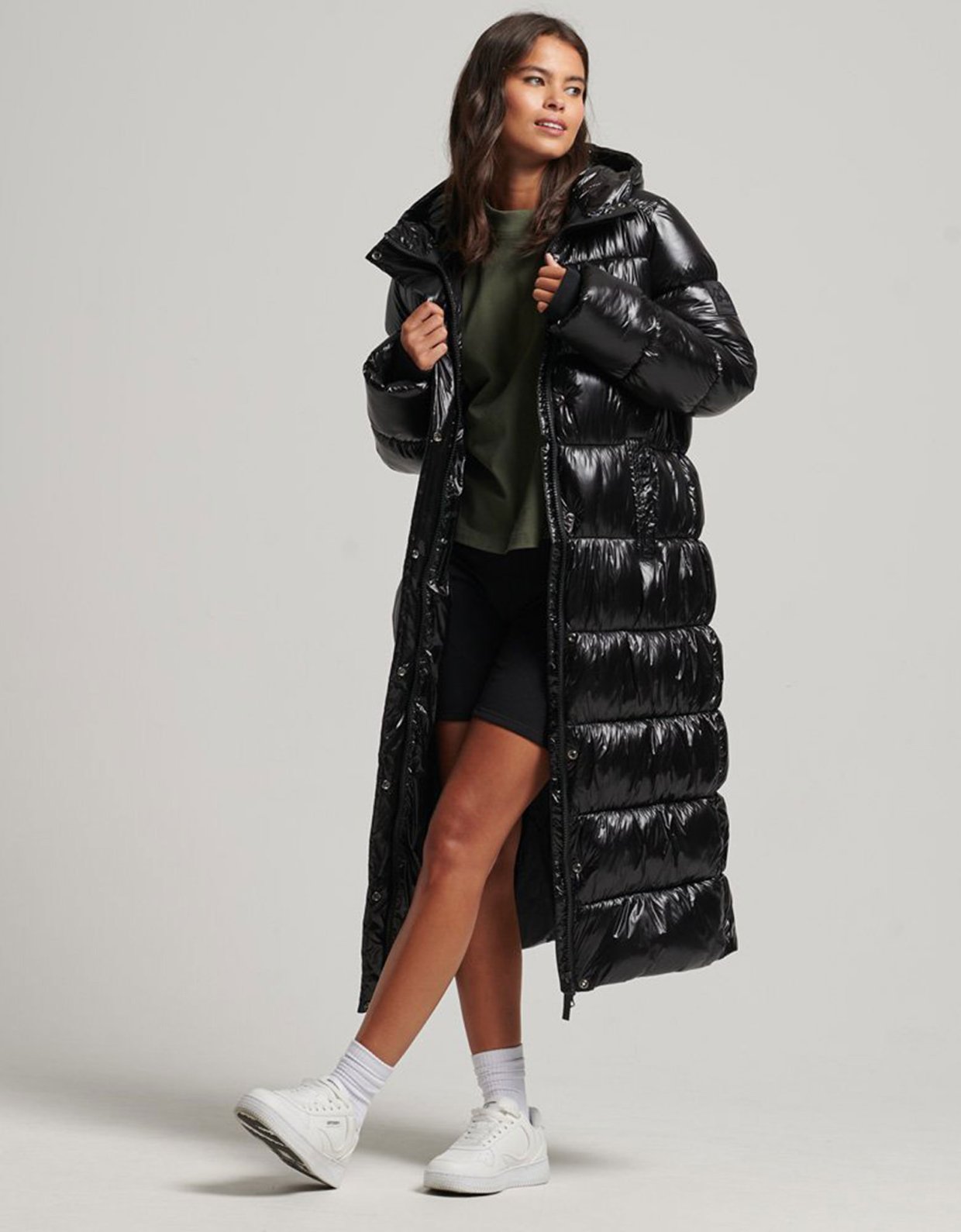 Superdry Code XPD longline puffer jacket black