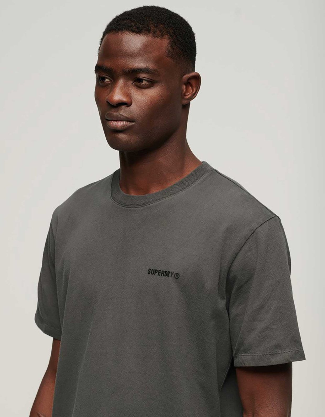 Superdry Overdyed logo loose tee dark state grey