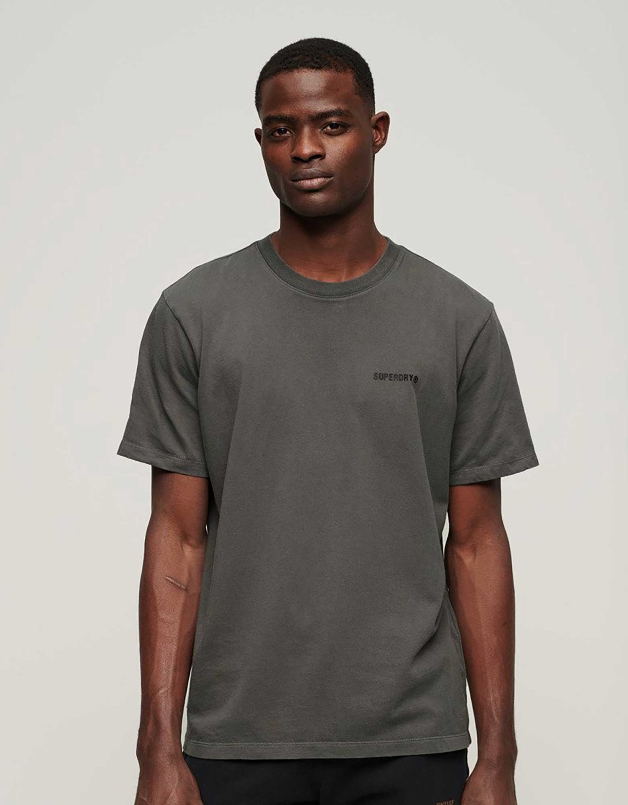 Superdry Overdyed logo loose tee dark state grey