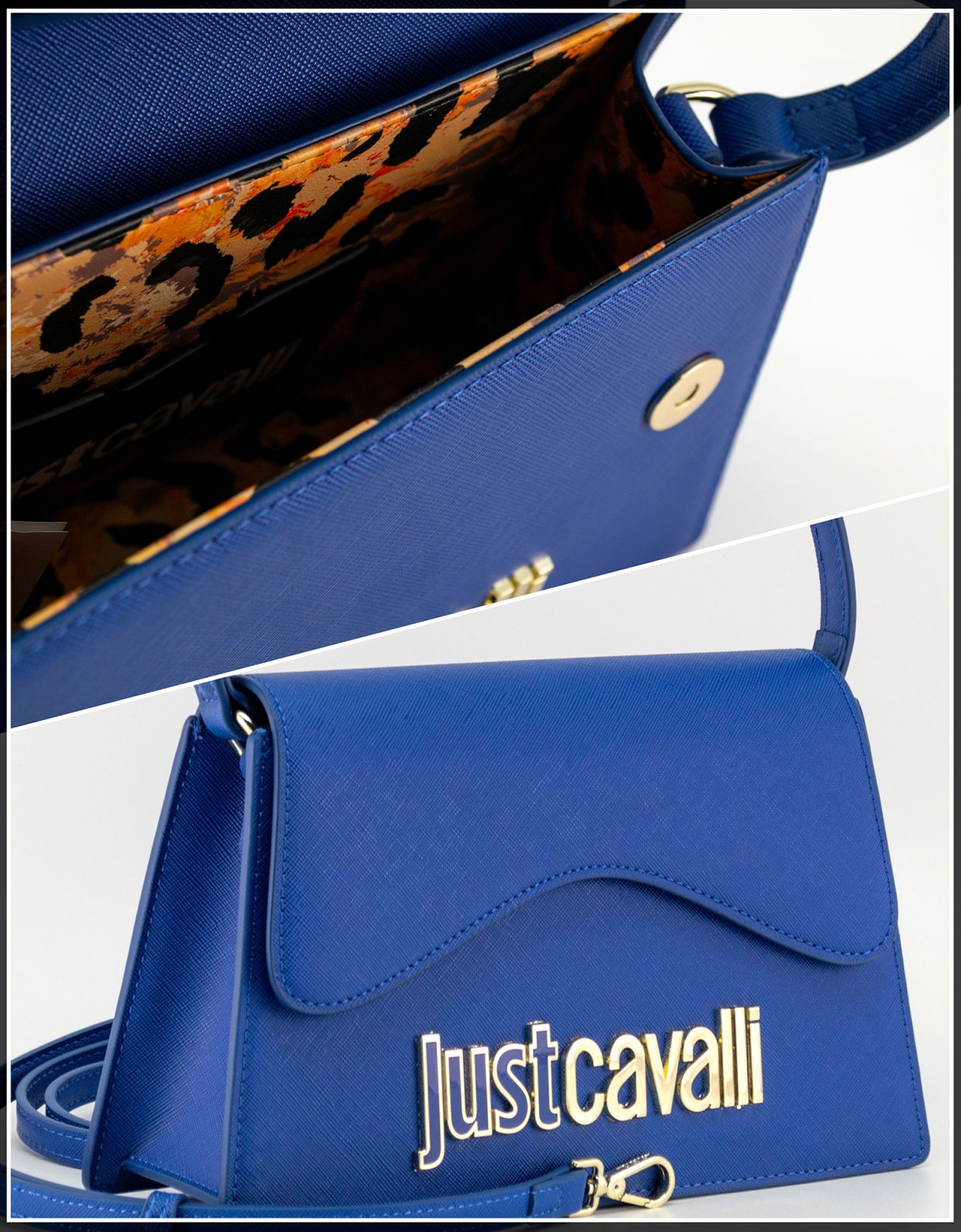 Just Cavalli Range metal lettering bag blue