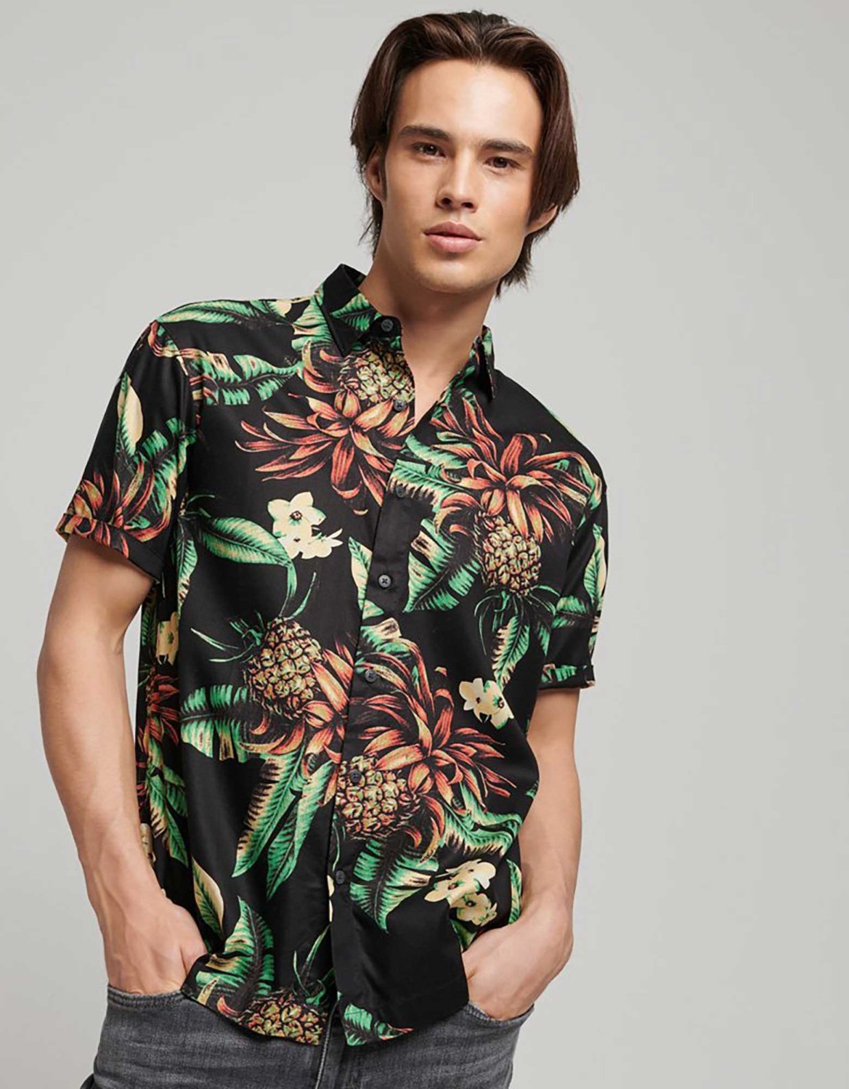 Superdry Vintage Hawaiian s/s shirt black pineapples