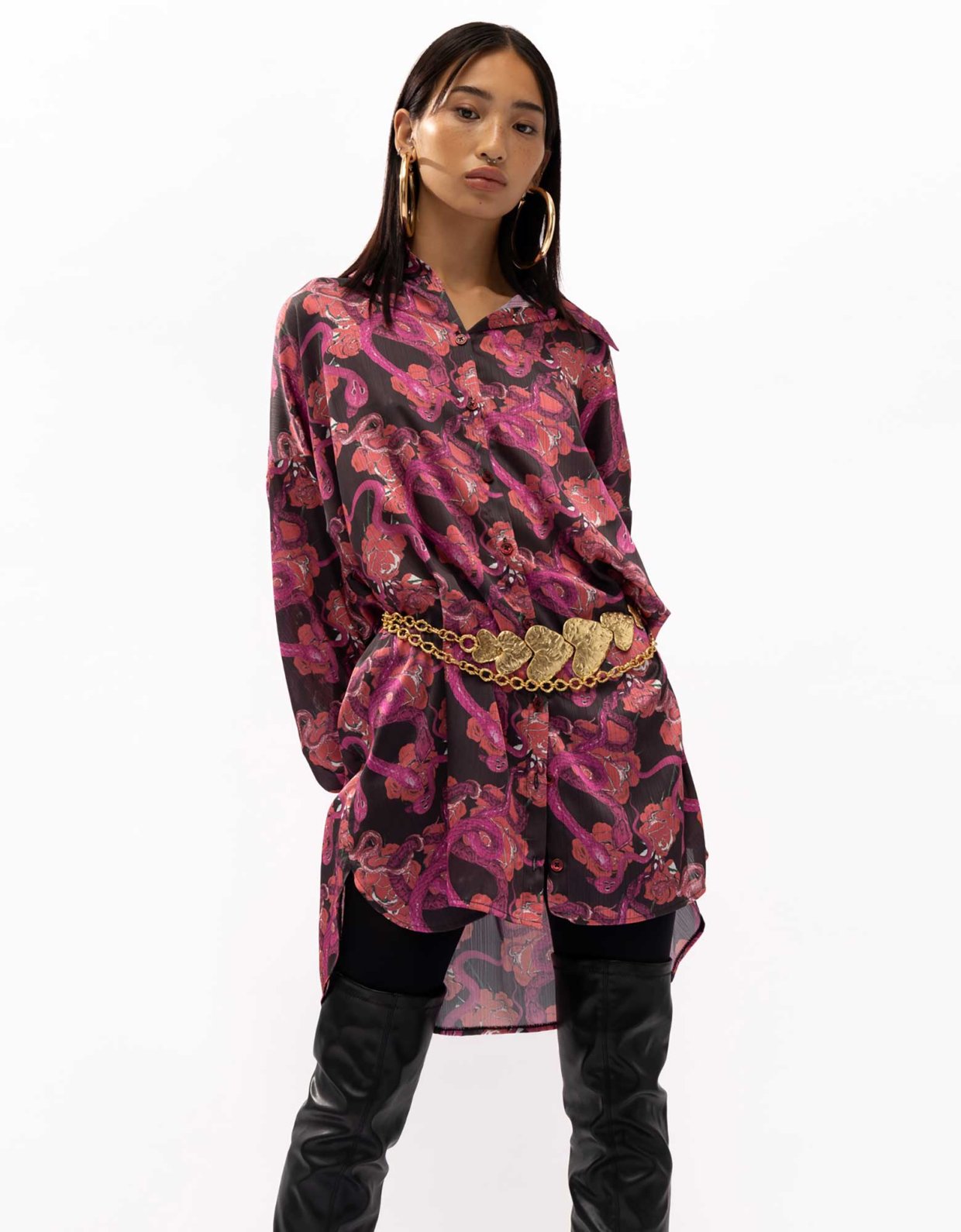 Mallory the label Urban shirt dress red snakes print