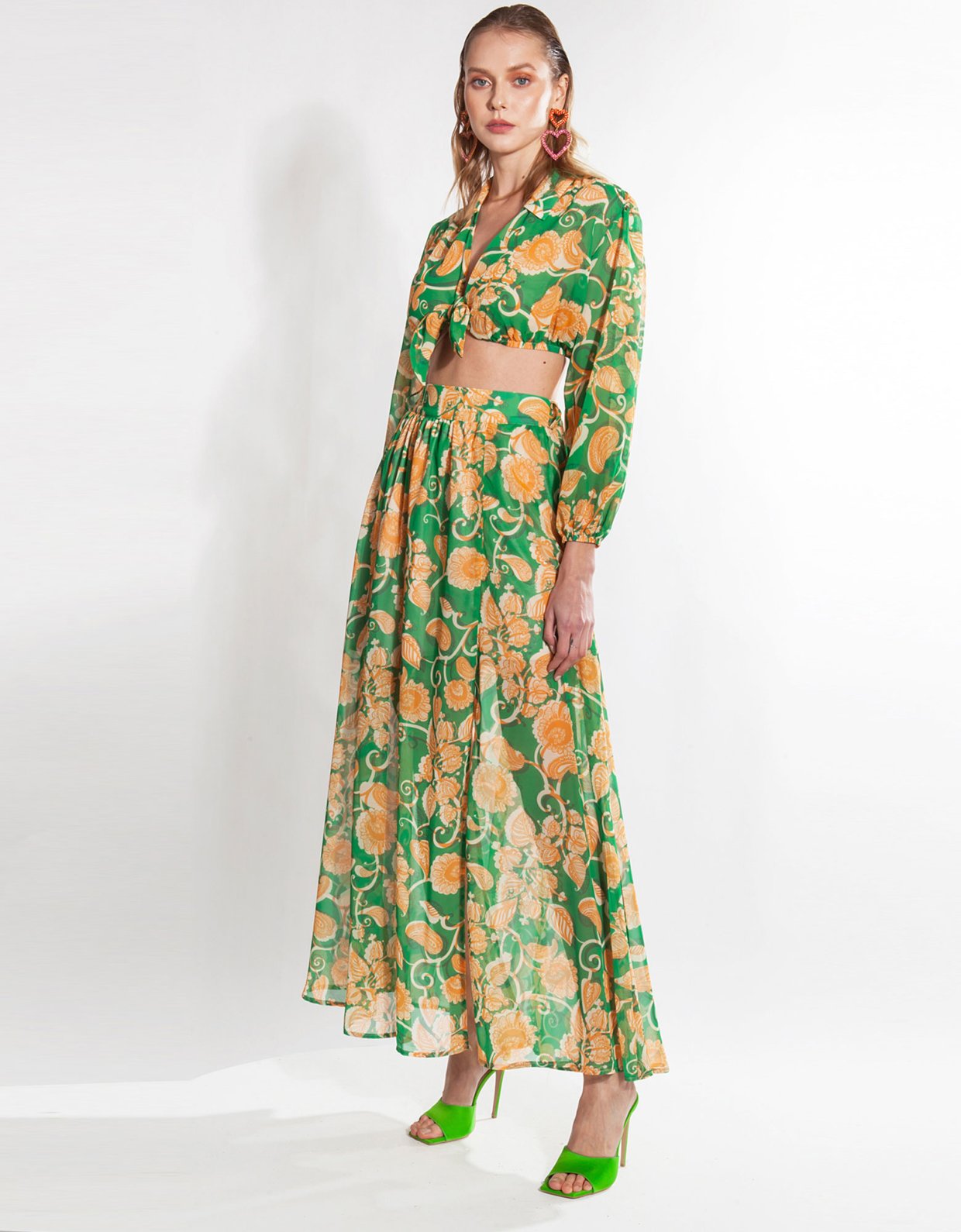 Mallory the label Shani green floral skirt