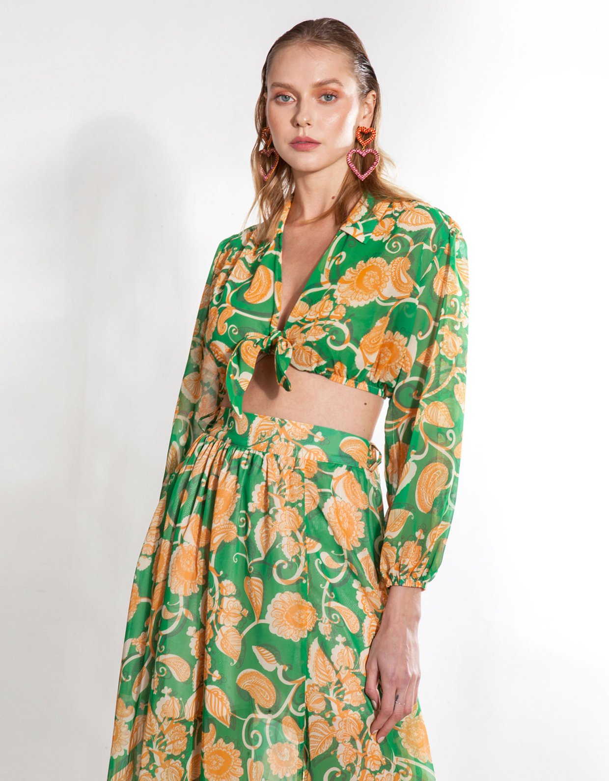 Mallory the label Lupita green floral top