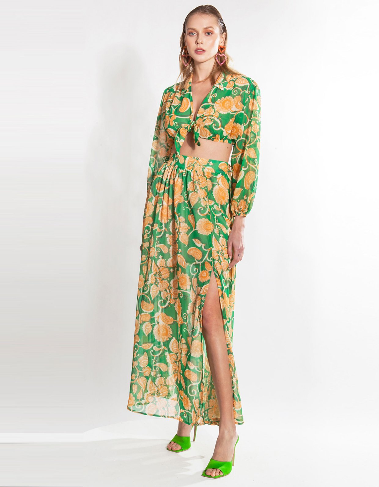Mallory the label Lupita green floral top