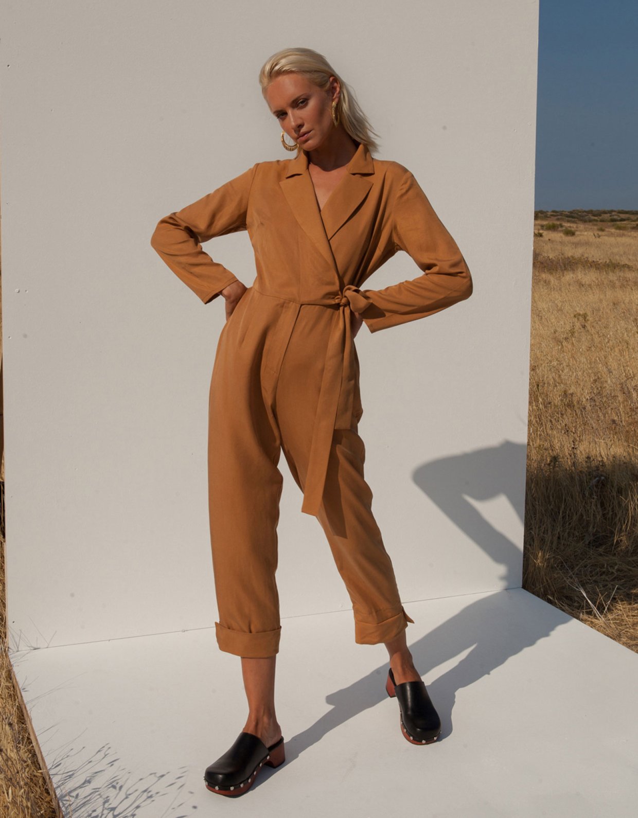 Mallory the label Moonlight camel jumpsuit