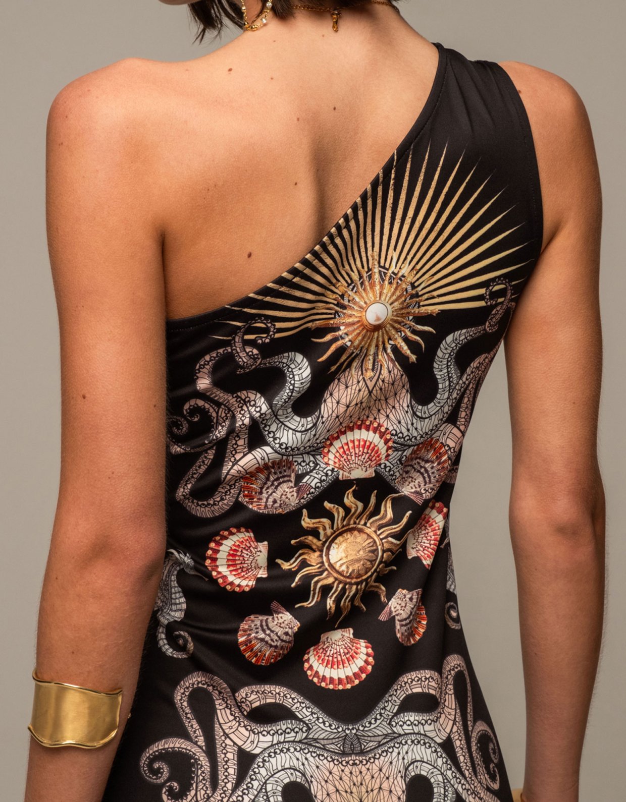Peace and Chaos Abyss one shoulder bodycon dress