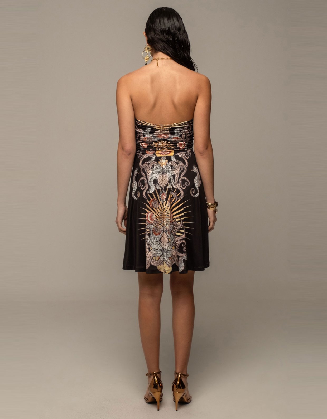 Peace and Chaos Abyss strapless short dress