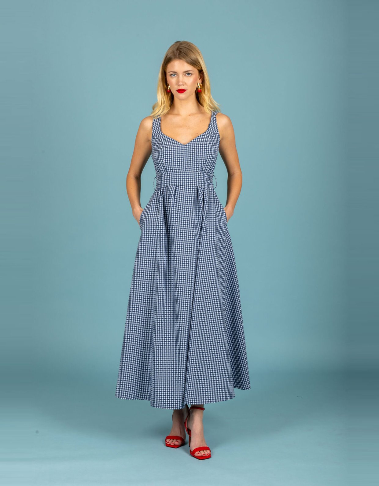 Chaton Aelia poplin dress blue