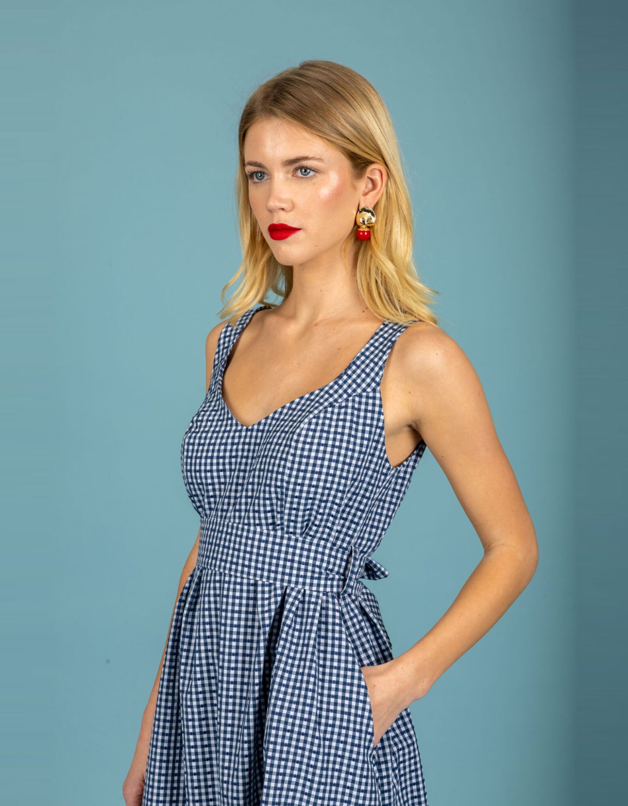 Chaton Aelia poplin dress blue